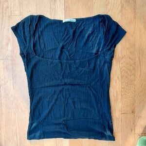 Reformation Black Square neck Blouse/Tee Size Small